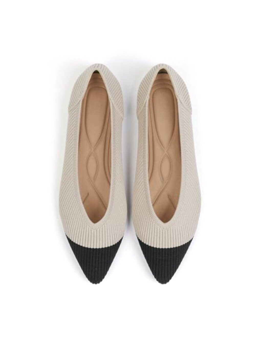 Women's Knit Ballet Flats Pointed Toe Slip On Comfortable Dressy Work Shoes - Picture 1 of 6